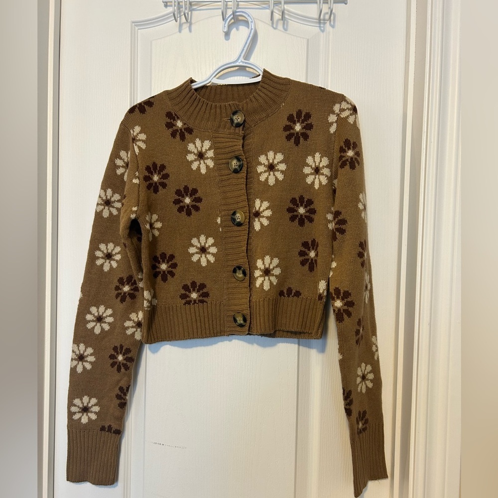 Ardene Tan Floral Cardigan